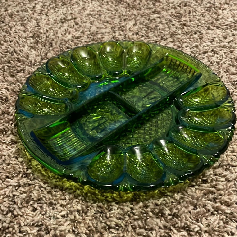 Vintage glass egg plate